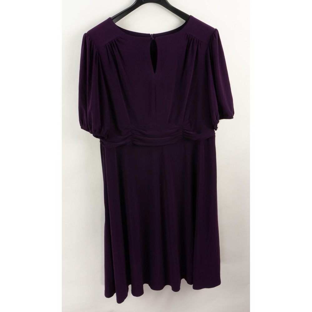 New Jessica Howard Women's Purple Keyhole-Neck Ruched-Waist Dress Plus Size-16W
